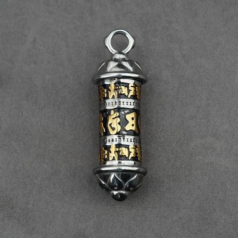 Collana a Cilindro con Ruota della Preghiera Acciaio Inossidabile Mantra Pendente Apribile Loto Gioielli Religiosi Uomo Donna