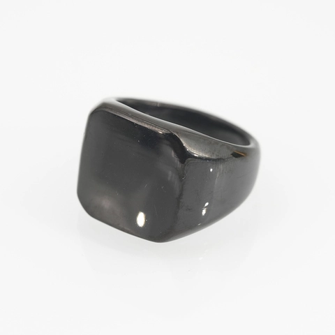 Unisex Titanium Steel Square Signet Ring Polished Smooth Surface Geometric Bold Fashion Band Ring Minimalist Daily Jewelry