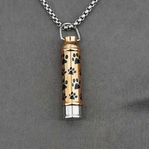 Titanium Staal Kogel Urn Ketting Voor As Huisdier Pootafdruk Cilinder Gedenkteken Hanger Ketting Voor Mannen Vrouwen Sieraden