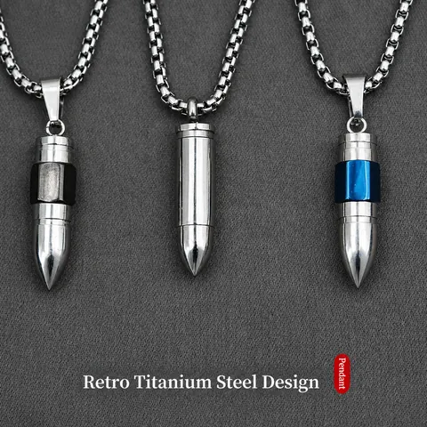 Titanium Steel Bullet Pendant Necklace For Men Women Cremation Urn Keepsake Perfume Bottle Pendant Memorial Jewelry