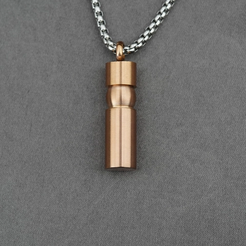 Titanium Steel Cylinder Pendant Necklace For Men Women Minimalist Memorial Cremation Urn Necklace Jewelry Brushed Metal Tube