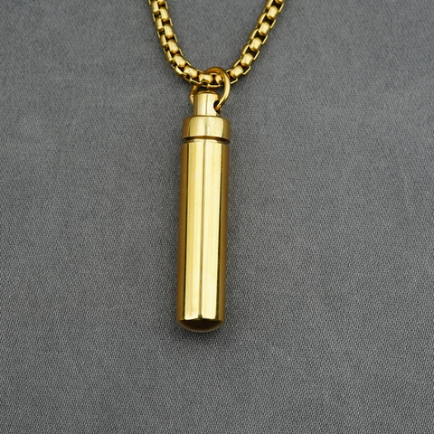 Stainless Steel Cylindrical Urn Necklace For Men Women Waterproof Memorial Ash Pendant Perfume Pill Holder Jewelry Gift