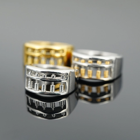 Edelstahl Abakus Ring Für Damen Herren Bewegliche Perlen Geometrische Fingerring Vintage Mode Schmuck Geschenk