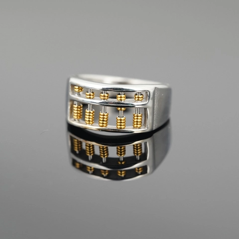 Edelstahl Abakus Ring Für Damen Herren Bewegliche Perlen Geometrische Fingerring Vintage Mode Schmuck Geschenk