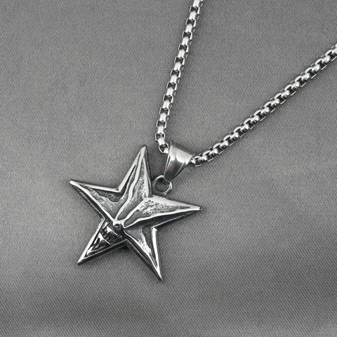 Gotico Baphomet Pentacolo Teschio Ciondolo Titanio Acciaio Collana Punk Rock Uomo Vintage Invecchiato Gioielli Ciondolo