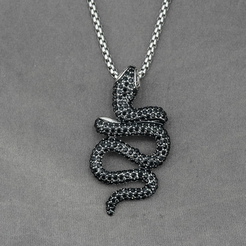 Vintage Schlangenanhänger Halskette Edelstahl Titanstahl Strass Zirkonia Tier Schmuck Zubehör Für Damen Herren