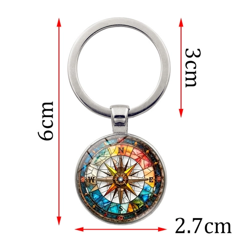 Vintage Nautischer Kompass Schlüsselanhänger Mit Glascabochon Retro Kreatives Geschenk Für Reise Und Tägliches Taschenzubehör