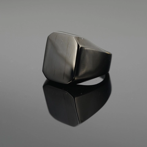 Anillo de Sello Cuadrado Minimalista de Acero Inoxidable Pulido Oro Plata Negro Anillo de Banda Geométrica para Hombre Mujer