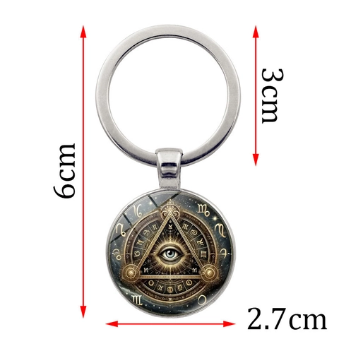 Vintage Mystisches Allsehendes Auge Schlüsselanhänger Legierung Glas Sternzeichen Anhänger Rund Schlüsselring Herren Damen