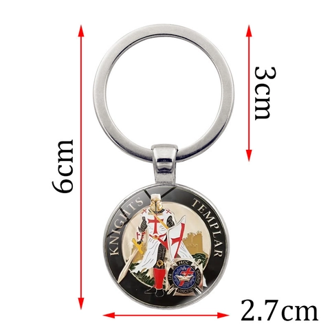 Portachiavi In Metallo Con Spada Della Giustizia Dei Cavalieri Templari Ciondolo In Vetro Lega Di Zinco Vintage Per Uomo Donna