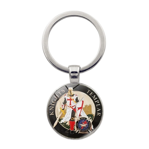 Portachiavi In Metallo Con Spada Della Giustizia Dei Cavalieri Templari Ciondolo In Vetro Lega Di Zinco Vintage Per Uomo Donna