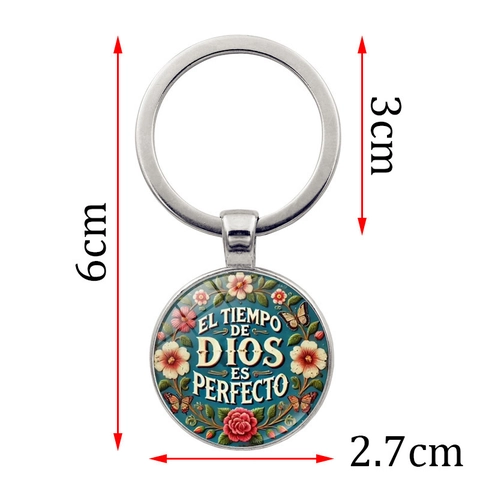 Il Tempo Di Dio E Perfetto Citazione Spagnola Portachiavi Vintage Fiore Farfalla Lega Di Zinco Cabochon Di Vetro Pendente Borsa