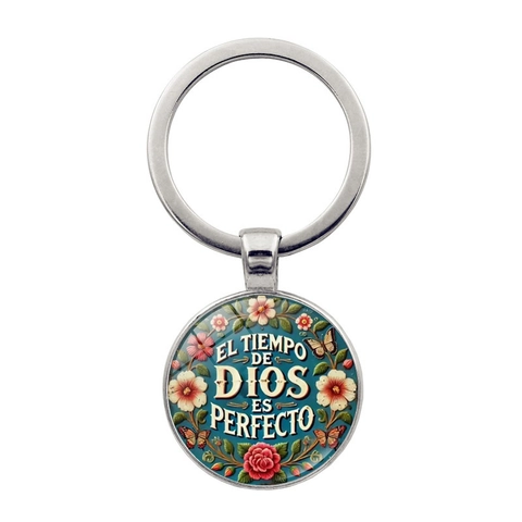 Il Tempo Di Dio E Perfetto Citazione Spagnola Portachiavi Vintage Fiore Farfalla Lega Di Zinco Cabochon Di Vetro Pendente Borsa