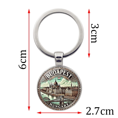 Budapest Ungarn Parlament Gebäude Souvenir Metall Schlüsselanhänger Vintage Zinklegierung Glas Schlüsselring Für Auto Tasche Anhänger Deko