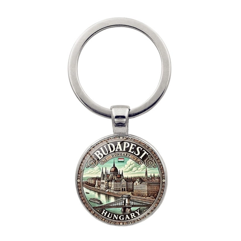 Budapest Ungarn Parlament Gebäude Souvenir Metall Schlüsselanhänger Vintage Zinklegierung Glas Schlüsselring Für Auto Tasche Anhänger Deko