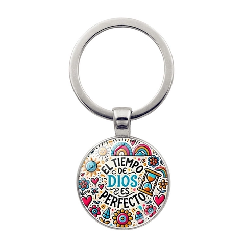 Spanische Bibelvers Schlüsselanhänger Silber Zinklegierung Glas Cabochon Religiöses Geschenk Inspirierender Schlüsselring Regenbogen Sonne Muster