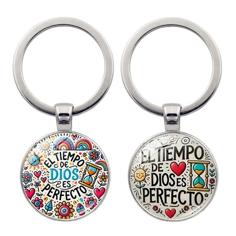 Spanische Bibelvers Schlüsselanhänger Silber Zinklegierung Glas Cabochon Religiöses Geschenk Inspirierender Schlüsselring Regenbogen Sonne Muster