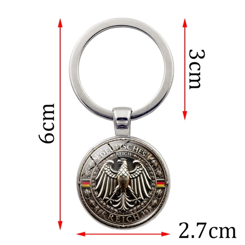Vintage Reichsadler Emblem Metall Schlüsselanhänger Rund Zinklegierung Glas Anhänger Schlüsselring Für Taschen Auto Deko Geschenk