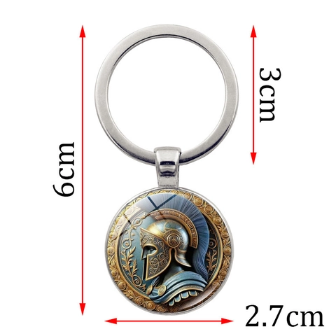 Vintage Römischer Krieger Helm Schlüsselanhänger Legierung Glas Anhänger Spartan Helm Metall Schlüsselring Für Auto Tasche Dekor Geschenk