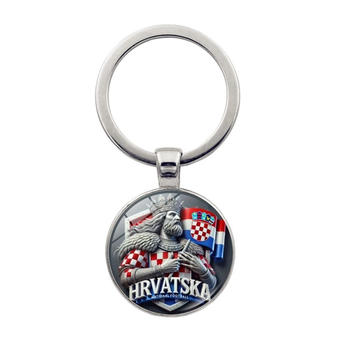 Portachiavi Squadra Nazionale Calcio Croazia Re Cavaliere Grafica Lega Zinco Vetro Ciondolo Portachiavi Souvenir Regalo Gioielli Per Tifosi