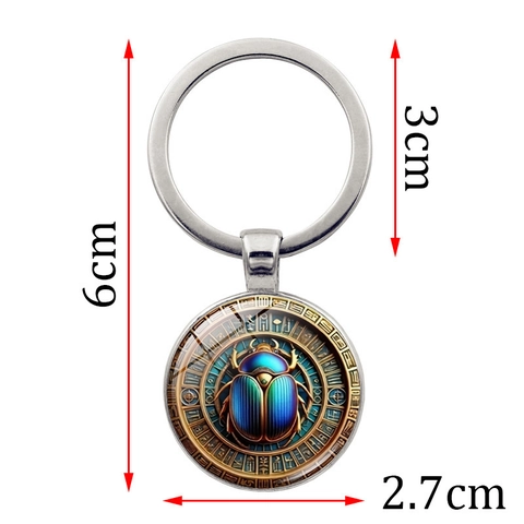 Ancient Egyptian Scarab Keychain Vintage Zinc Alloy Glass Beetle Key Ring Bag Pendant Jewelry Ornament For Men Women