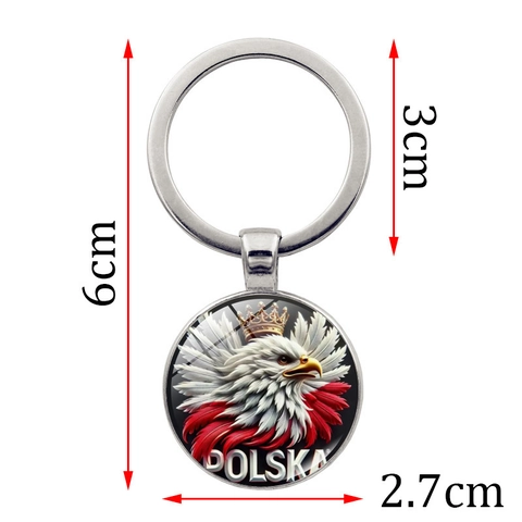 Polen National Adler Souvenir Schlüsselanhänger Zinklegierung Glascabochon Polska Flagge Muster Tasche Anhänger Metall Geschenk