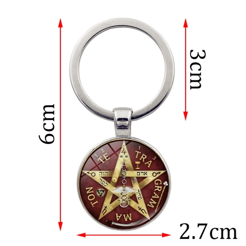 Vintage Pentagramm Tetragrammaton Zinklegierung Glas Schlüsselanhänger Mystisches Symbol Davidstern Tasche Anhänger Schmuck Geschenk