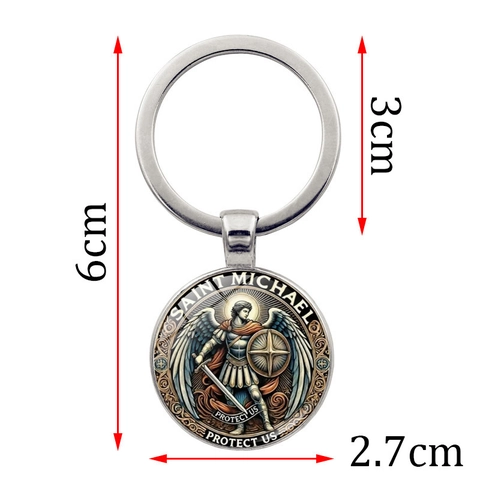 Heiliger Erzengel Michael Metall Schlüsselanhänger Religiöser Schild Schwert Schutz Charm Anhänger Schlüsselring Auto Tasche Schmuck Geschenk