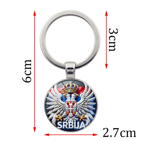 Serbien Fußball Fan Schlüsselanhänger Zinklegierung Glas Cabochon Doppeladler Wappen Auto Tasche Anhänger Souvenir Geschenk Schmuck