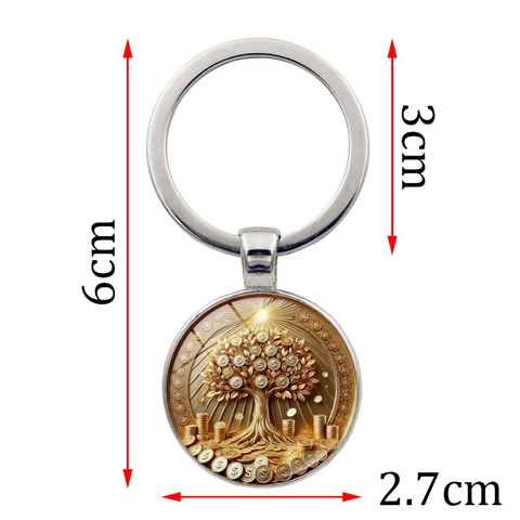 Glücksbaum Geldbaum Schlüsselanhänger Zinklegierung Glas Cabochon Wohlstandsbaum Tasche Charme Auto Schlüsselring Zubehör Geschenk