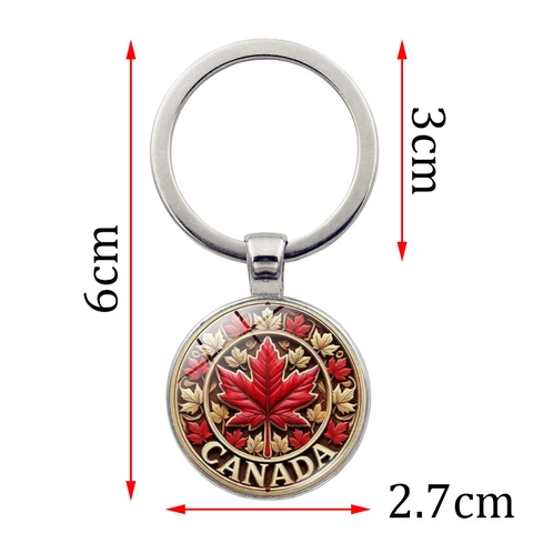 Portachiavi in Vetro e Lega di Zinco Retrò Con Motivo a Foglia di Acero Rosso del Canada Pendente per Borsa Portachiavi in Metallo Creativo Per Unisex