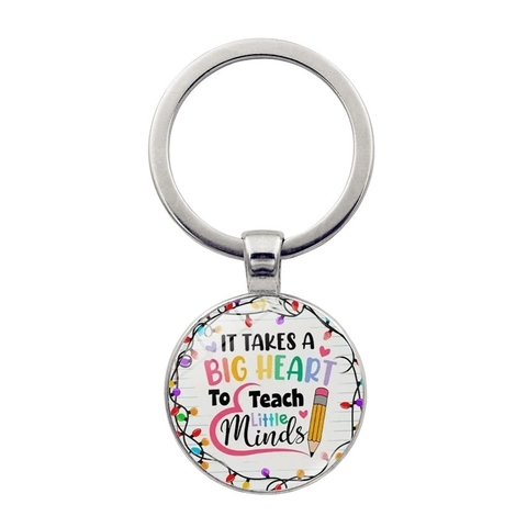Llavero de Regalo de Agradecimiento para Profesores Colgante de Vidrio de Aleación de Zinc It Takes A Big Heart To Teach Little Minds
