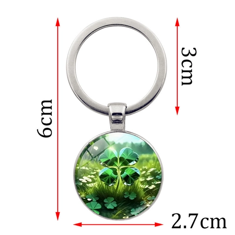 Lucky Klavertje Vier Sleutelhanger Zinklegering Glas Cabochon Hanger Auto Tas Sleutelring Cadeau Mannen Vrouwen Modern Vintage Accessoires