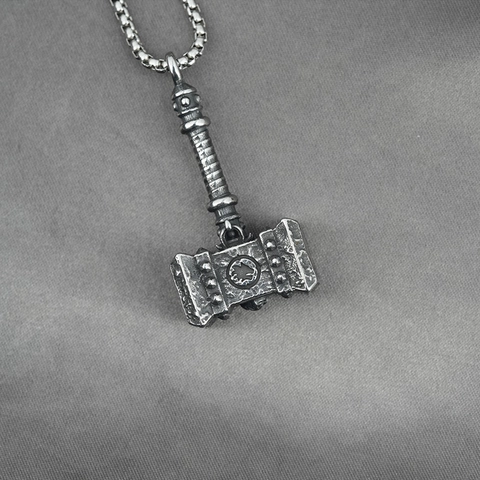 Viking Thor Hamer Mjolnir Hanger Halsketting Verouderd Titaniumstaal Wolf Totem Sieraden Voor Heren Antiek Zilver Gothic Stijl
