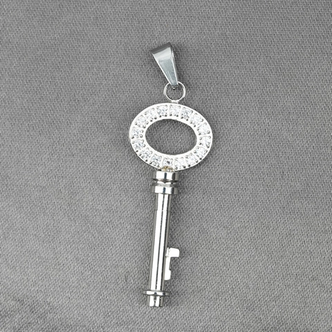 Collana con Ciondolo a Chiave in Acciaio Inossidabile Vintage per Uomo Donna Gioielli in Forma di Chiave con Strass