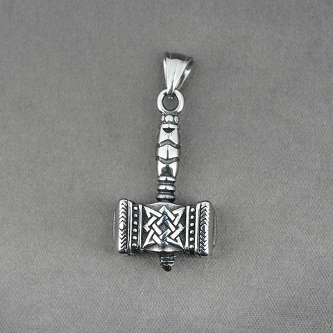 Vintage Viking Thors Hamer Hanger Halsketting Voor Heren Titaniumstaal Antiek Zilver Mjölnir Amulet Halsketting Mode Punk Sieraden Cadeau