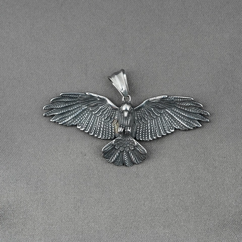 Vintage Titanium Steel Eagle Pendant Necklace For Men Gothic Punk Style Antiqued Silver Jewelry Accessories For Party