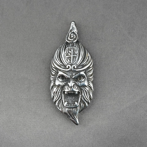 Collana con Ciondolo Sun Wukong Re Scimmia in Acciaio al Titanio Vintage per Uomo Gioielli Hip Hop Mitologia Retrò Buddha