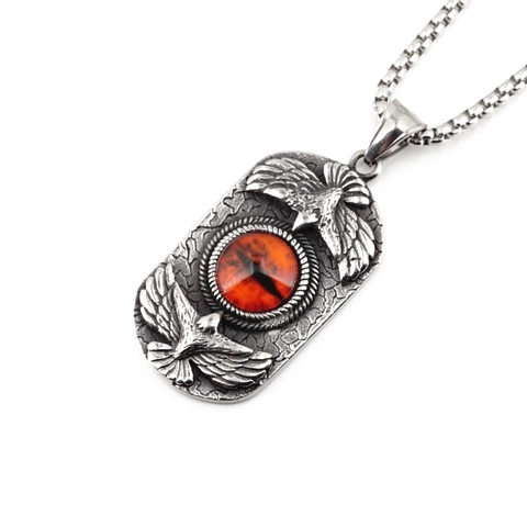 Collana con Ciondolo Doppia Aquila Malocchio Vintage Gotico per Uomo Acciaio Inossidabile Titanio Punk Hip Hop Gioielli Regalo