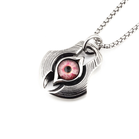 Collier Pendentif Mauvais Œil en Acier Inoxydable Vintage Gothique Pour Hommes Femmes Argent Antique Punk Hip Hop Bijoux Cadeau