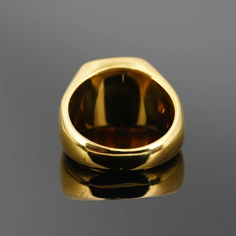 Anello a Sigillo Vintage in Acciaio al Titanio per Uomo Donna Placcato Oro Intarsio in Conchiglia di Abulone Gioielli Moda