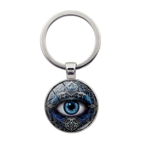 Mysteriöser Böser Blick Schlüsselanhänger Glas Mandala Muster Zinklegierung Tasche Anhänger Auto Hängende Dekoration Vintage Geschenk