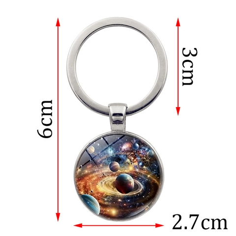 Sonnensystem Galaxie Weltraum Schlüsselanhänger Zinklegierung Glas Planet Saturn Anhänger Schlüsselring Für Auto Tasche Deko