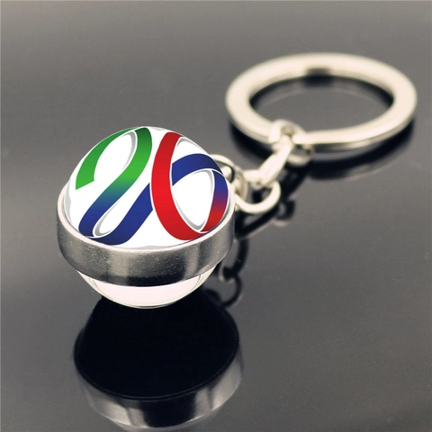 G20 Hangzhou Top Herdenkings Metaal Sleutelhanger Dubbelzijdige Glazen Bol Hanger Zinklegering Lint Logo Sleutelring Cadeau
