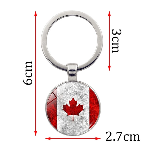 Llavero de Metal Bandera de Canadá Hoja de Arce Cabujón de Vidrio Souvenir Retro Anillo de Llave Para Bolsos Regalo