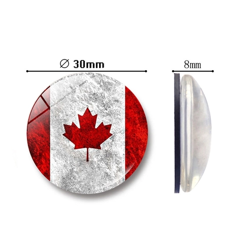 Imán de Nevera de Vidrio Bandera de Canadá Redondo Cúpula de Cristal Hoja de Arce Pegatina Magnética para Hogar Oficina
