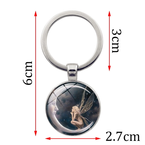 Portachiavi in Lega di Zinco Dea della Luna Fata Anello in Metallo Creativo Cabochon in Vetro Ciondolo Borsa Gioiello Fantasia