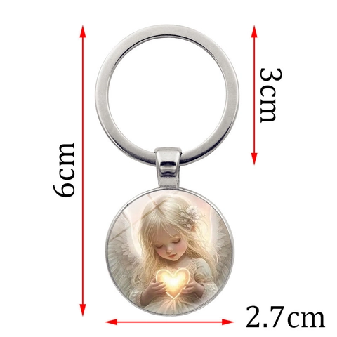 Simpatico Portachiavi Pendente Angelo Biondo con Cuore in Lega di Zinco e Vetro Anello Portachiavi Creativo per Donna Uomo Auto Borsa Accessori