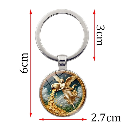 Vintage Zinklegierung Engel Muster Schlüsselanhänger Mit Glas Edelstein Anhänger Reichtum Schutzengel Metall Schlüsselring