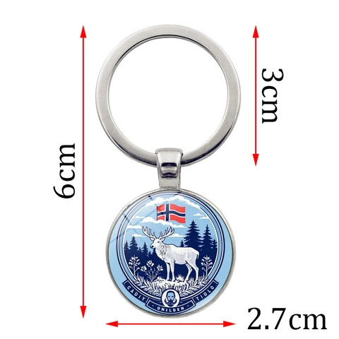 Portachiavi Vintage Bandiera Norvegia Renna Nordic Forest Cupola Vetro Metallo Anello Chiave Bronzo Antico Argento Gioielli